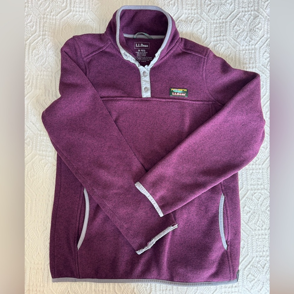 Women’s L.L. Bean Sweater Pullover Maroon Quarter-Button